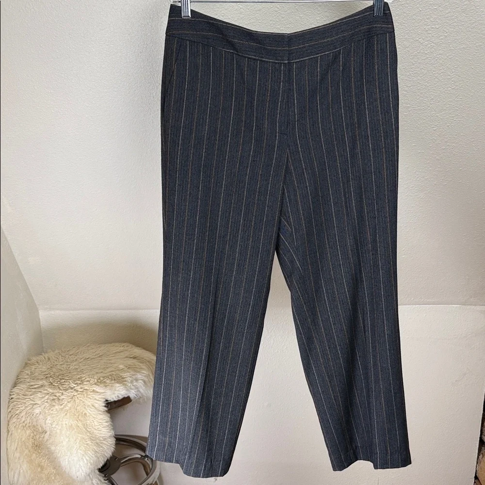 TALBOTS PETITE Gray Pinstriped Wool Trousers. Size 12P